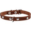 WAU DOG Kožený obojok s kovovou dekoráciou hnedý Obvod krku: 24-32cm, širka: 12 mm