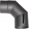Koleno HS.K 090/130/1,5 mm, s klapkou, dymovod, dymové kominové koleno na spájanie rúr dymovodu
