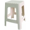 MEGA PLAST Taburet II 45 × 35,5 × 35,5 cm, polyratan, biela