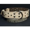 Palkar zdobený obojok z kože hladenice pre psov 75 cm x 40 mm prírodný
