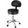 SucceBuy Otočná sedlová stolička okrúhla čierna, nosnosť 204 kg, s operadlom