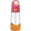 Fľaša na pitie so slamkou 450 ml - ružová/oranžová