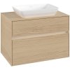 VILLEROY & BOCH Collaro závesná skrinka pod umývadlo na dosku (umývadlo v strede), 2 zásuvky, s LED osvetlením, 800 x 500 x 548 mm, Nordic Oak, C108B0VJ