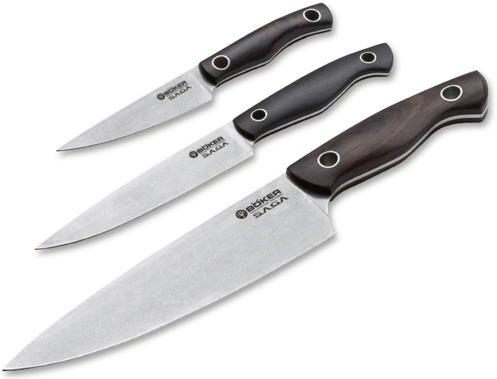 Böker Saga Grenadill Knife Trio with Towel