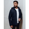 Pánska prešívaná bunda s kapucňou čierna | modrá | biela XXL DStreet 5904056662623