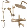 Sprchový set s termostatom Rea Lungo zlatý - vaňová batéria, dažďová a ručná sprcha