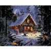 Diamondi Diamantové maľovanie - SNEHULIAK, VIANOČNÝ STROM A CHATA S VIANOČNÝMI SVETIELKAMI Rámovanie: bez rámu a bez vypnutia plátna, Rozmer: 40x50 cm