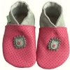 Hopi Hop Kožené capáčky Barefoot Veľ. XL (18-24 mes.) Ružovo-sivé lev