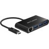 AlzaPower USB hub USB-C (M) na 3× USB-A 3.0 (F) s RJ45 čierny