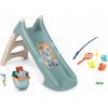 Set šmykľavka s vlhčením Zvieratká a vedro set XS Slide Little Smoby dĺžka šmyku 90 cm a rybárska udica s kačičkami