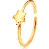 Šperky eshop - Zlatý 14K piercing do nosa, lesklý krúžok s hviezdičkou, žlté zlato S2GG206.05