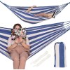 Hojdacia sieť pre dve osoby 200x150 cm bielo-modré pruhy