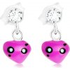 Šperky eshop - Náušnice - striebro 925, asymetrické srdiečko vo fialovej farbe, Swarovského krištáľ PC15.39