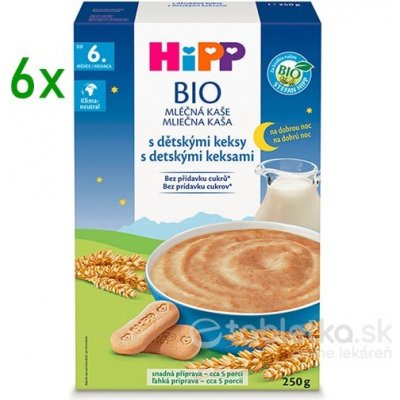 HiPP Bio mliečna na dobrú noc s detskými keksami 6 x 250 g