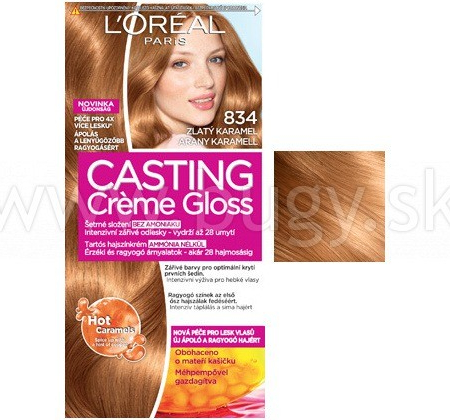 L'Oréal Casting Creme Gloss šetrné zloženie bez amoniaku zlatý karamel  č.834 od 3,99 € - Heureka.sk