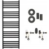 CERANO - Kúpeľňový radiátorový set Fulgidus - ústredné vykurovanie - bočné pripojenie - 712W - čierna matná - 1500x530 mm CER-663361