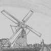 Dimex fototapeta Veterný mlyn Čiernobiela mal'ba L-313 | 220 x 220 cm (Vliesová fototapeta | lepidlo zdarma)