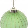 Sklenená závesná vianočná guľa v zelenom farebnom prevedení so zlatými trblietkami 10 cm 39589