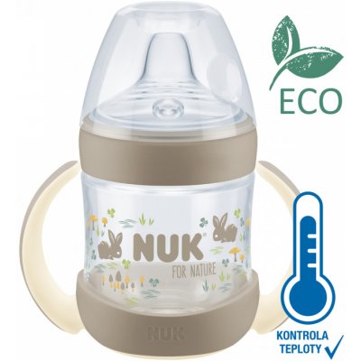 Nuk For Nature fľaša s kontrolou teploty s úchytmi hnedá 150 ml