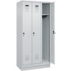 Šatňová skriňa C+P Cabo-Plus, 3 oddelenia, 900 x 500 x 1950 mm, sivá, podstavec