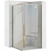 Rea Fargo Gold, sprchový kút s 1-krídlovými dverami 90 (dvere) x 90 (stena) x 195 cm, 6mm číre sklo, zlatý profil, REA-K4903