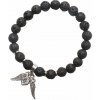 Nefertitis Lávový kameň náramok so srdiečkom a anjelskými krídlami NF9710 - obvod cca 16 až 22 cm