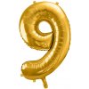PartyDeco Fóliový balón narodeninové číslo 9 zlatý 86cm