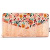 Veľká dámska korková peňaženka - Oranžové kvety