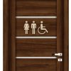Drevená tabuľka na WC - žena muž a invalid