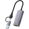 AppleKing t30B 2v1 ethernet redukcia - RJ45 na USB-C / USB-A - sivá - možnosť vrátiť tovar ZADARMO do 30tich dní
