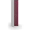 Šatníková skrinka S1 s úložnými boxmi, 4 boxy, 1850 x 300 x 500 mm, otočný zámok, červené dvere