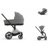 Cybex Platinum CYBEX Priam Travel Set + Cloud T Plus i-Size mirage grey 2024 chrome with brown details