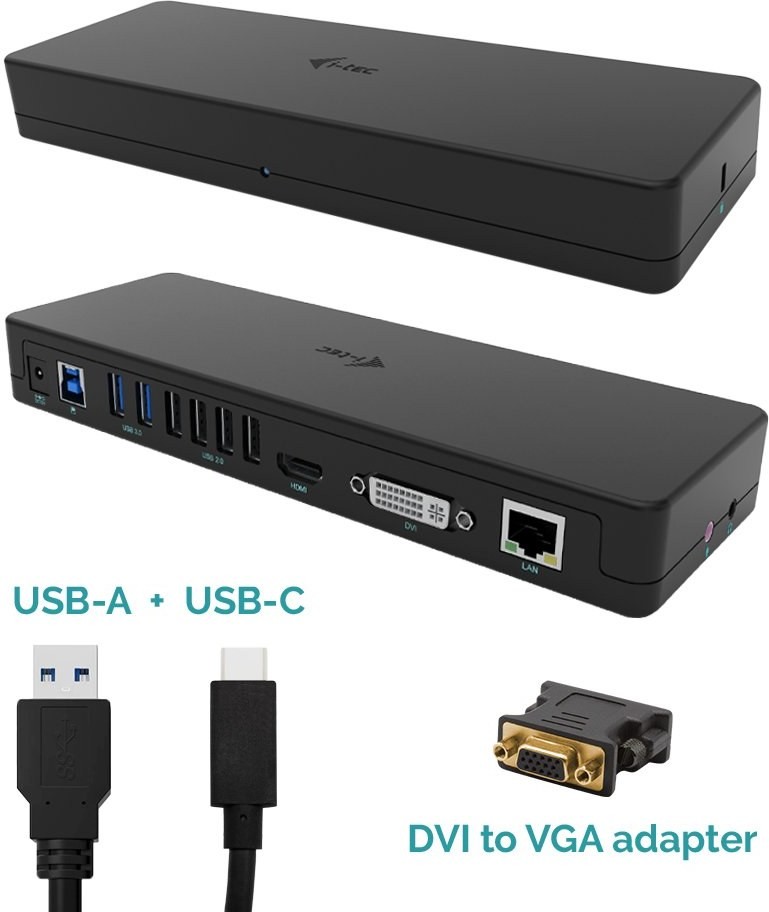 i-Tec USB 3.0 / USB-C Dual Display Docking Station HDMI DVI + VGA  CAHDMIDVIDOCKPRO od 85,23 € - Heureka.sk