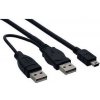 PremiumCord ku2y02 USB napájecí 2x USB AM-miniBM, 5pin, 0,5m+0,4m