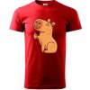 Kapybara s palcom hore - Klasické pánske tričko vyššej gramáže - XL ( Červená )