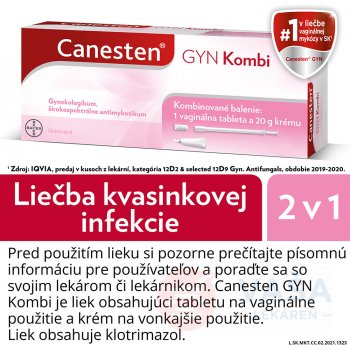 Canesten GYN Kombi tbl.vag. 1 x 500 mg + crm.der. 1 x 20 g od 9,94 € -  Heureka.sk