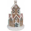 Clayre & Eef Hnedá svietiaca perníková chalúpka Gingerbread House - Ø 14*22 cm / 3*AAA - Clayre & Eef