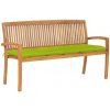 Stohovatelná zahradní lavice s poduškou 159 cm masivní teak Zelená 3063332