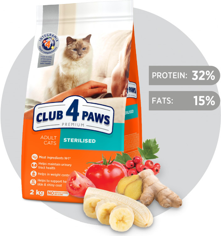 CLUB 4 PAWS Premium Sterilised For adult Sterilised cats 2 kg