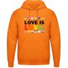 AWDis Hoodie Mikina - Nápis - Love is Love - Orange Crush - S - Pánske