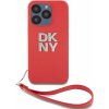 DKNY PU Leather Stack Logo Wrist Strap kryt pre iPhone 15 Pro, červený 57983120264