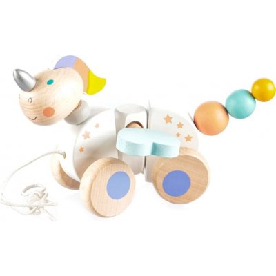 Zopa Wooden Pull Toy ťahacia hračka z dreva Unicorn 1 ks
