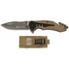 Nôž zatvárací taktický K25 MA 18318 G10 Clip - tan brown