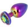 Kovový análny kolík s kryštálom Rainbow Anal Plug with Heart L