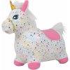 Teddies hopsadlo jednorožec plyš bílý s hvězdičkami výš sedla 23cm na bat se zvukem