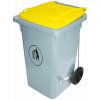 Contacto Odpadkový kôš na kolieskach, sivý so žltým poklopom, 3053/102