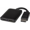 PremiumCord adaptér DisplayPort - 2x HDMI, rozšíření + zrcadlení obrazu, 4K*2K@30Hz kportad18