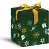 MFP vianočná darčeková krabica s vekom, rozmer 12x12x15cm, tmavozelená s potlačou