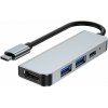 Tech-Protect V2-HUB 4v1 USB adaptér, USB Type-C + 2 x USB-A + 1 x HDMI, sivý