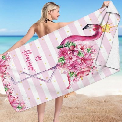 Carla Plážový uterák Cyeq bielo-ružová 150 cm x 70 cm
